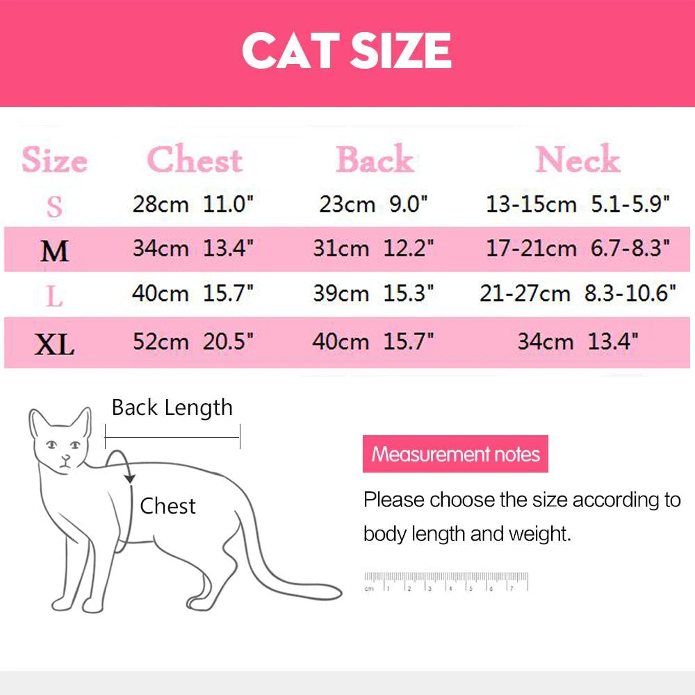 Pet Cat Recovery Suit for Abdominal Wounds or Skin Diseases E-Collar Alternative, After Surgery Wear Onesie Bodysuit Cat Clothes