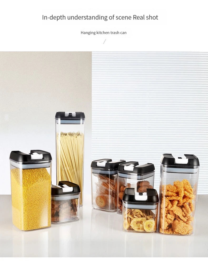7pcs/set Food Storage Containers Plastic with Lids Kitchen Storage for Rice Sugar Flour Pasta Cereal Storage Containers
