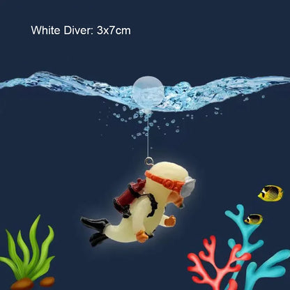 New Luminous Resin Diver Simulated Floating Aquarium Decor Aquarium Ornaments Fish Tank Decoration Landscape Ornamental