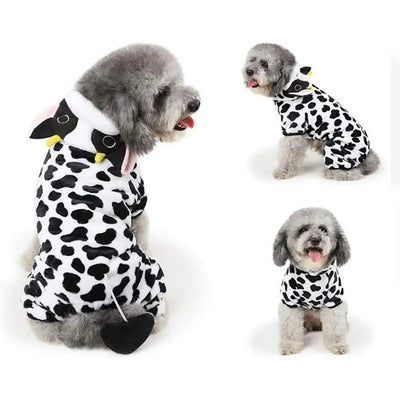 Cow Dog Costume Cow Style Hoodie Halloween Dog Costumes Pet Winter Comfortable Jumpsuits Puppy Cosplay Accessories For Small