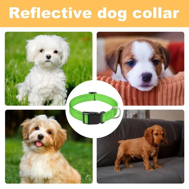 Reflective Dog Collar Adjustable Cat Collar Safety Nylon Pet Collar Durable Comfortable Reflective Pet Collar Pet Supplies