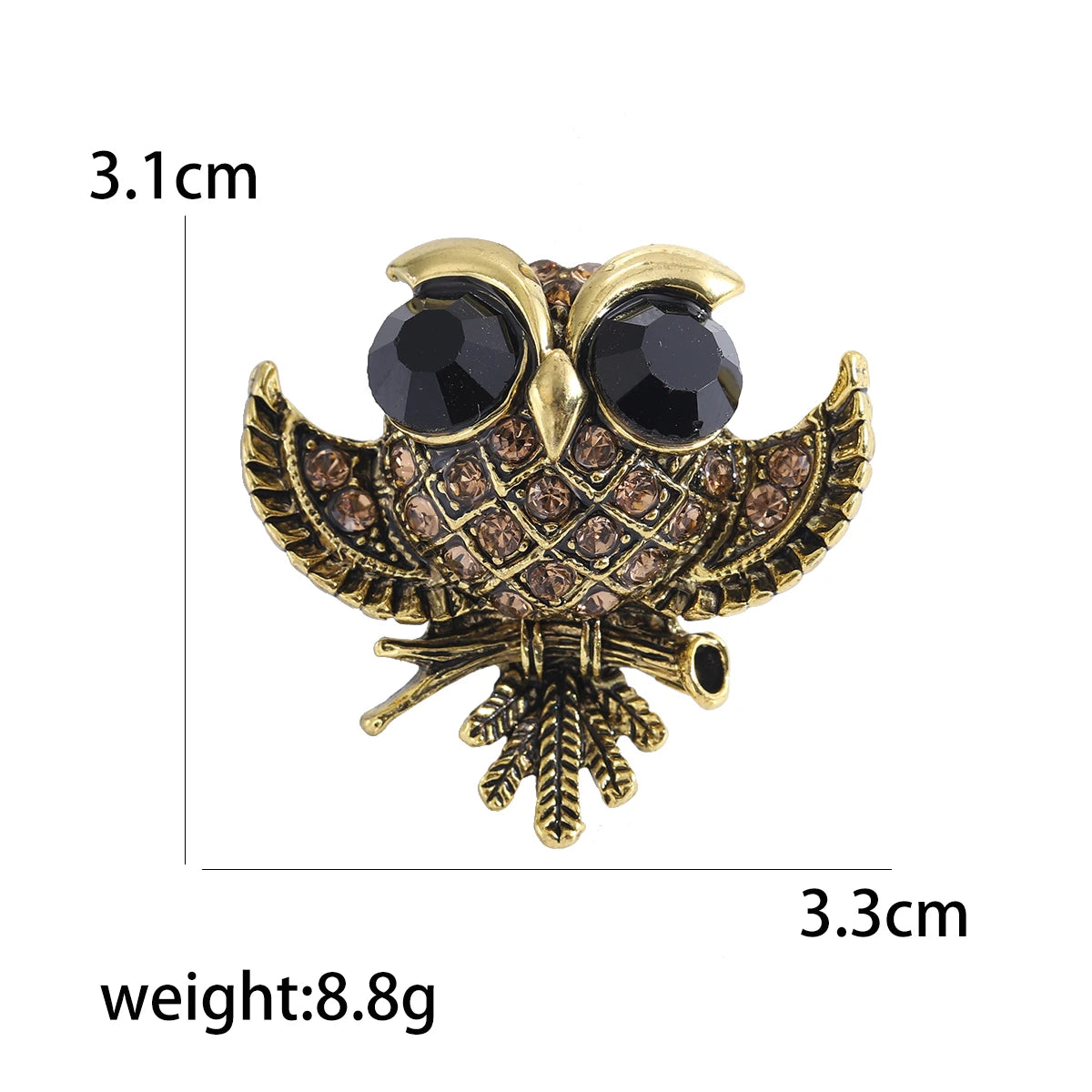 Rhinestone Owl Brooch for Women Unisex Glass Animal Pin Bird Lapel Pins Banquet Party Backpack Gifts Jewelry Accessories