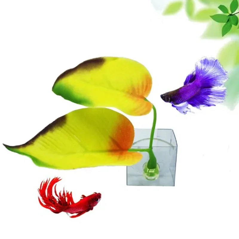1Pc Artificial Aquarium Leaf Plants Decoration Betta Fish Rest Spawning Ornamental Plant Betta Fish Play Relax Hide Leaf Hammock