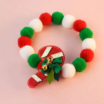 Christmas Necklace for Pet Dogs Sequins Bow Knot Candy Green Fluffy Chihuahua Small Puppy Collars Designer Fancy Cat Accessories