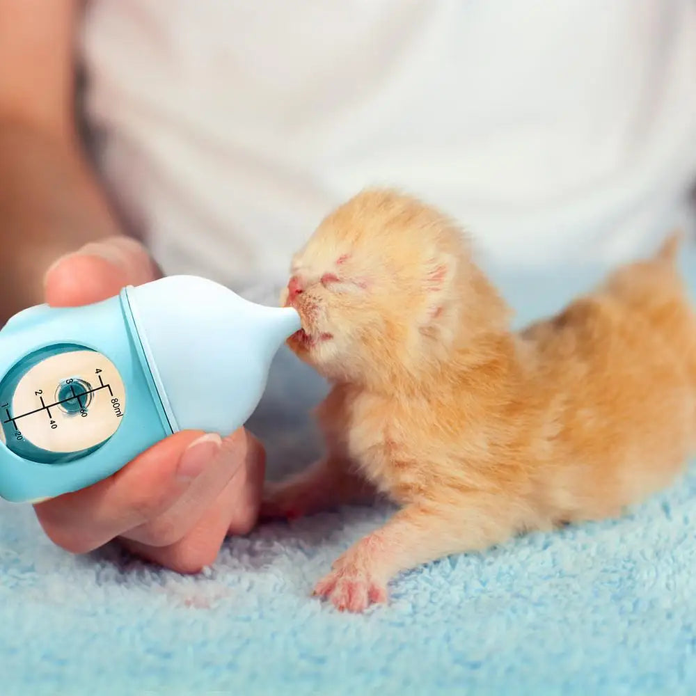 Pet Nursing Bottle Nursing Kitten Feeder Anti-Choking Silicone Feeding Nipple Small Animals Feeder with Visual Scale for Guinea