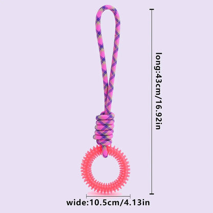 Interactive Training Dog Toys for Small Medium Dogs Rubber Spiked Ring with Rope Chewing Toys Dog Teeth Cleaning Pet Supplies