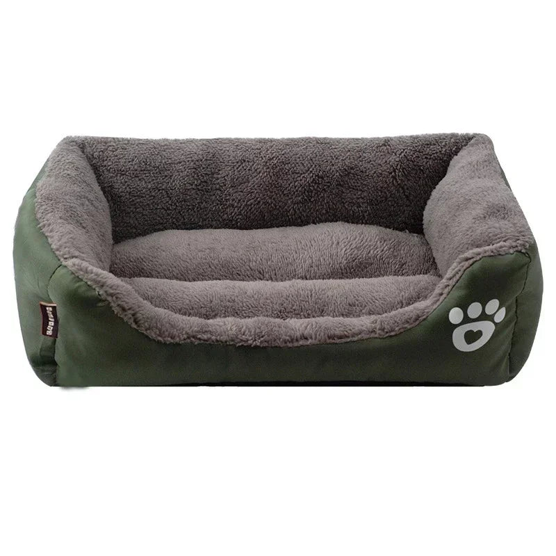 Warm Corduroy Dog Sofa Bed – Plush Fleece Pet Couch with Bolsters