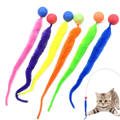 6pcs/set Cat Ball Toy Cat Tail Toy Cat Interactive Ball Creative Fuzzy Toys Bouncy Tails Cat Toy Cat Chaser Toy Kitten Playing