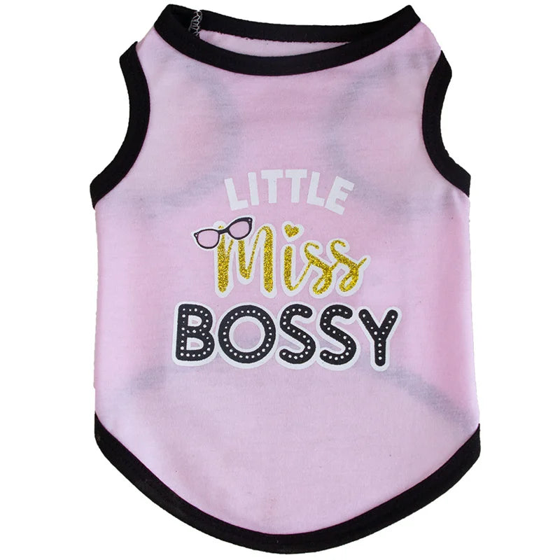 Summer Cotton Puppy Dog Vest Shirt Letter Print Pet Clothes for Small Dogs Chihuahua Pinscher Yorkshire Shirts mascotas Clothing
