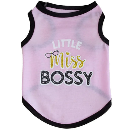Summer Cotton Puppy Dog Vest Shirt Letter Print Pet Clothes for Small Dogs Chihuahua Pinscher Yorkshire Shirts mascotas Clothing