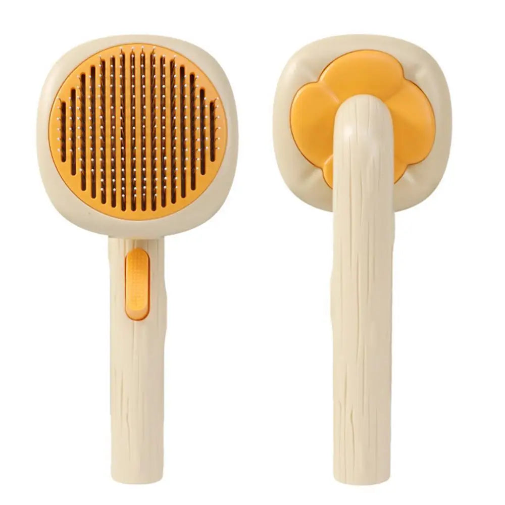Cat Deshedding Brush Cat Brush For Shedding Curved Comb Teeth Brush With Release Button Portable Pet Massage Brushes For Massage