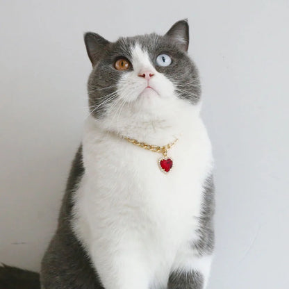 Cat Collar Dog Princess Love Cat Necklace Handmade Birthday Party Necklace Cat Accessories Pet Puppy Crystal Diamond Pendant