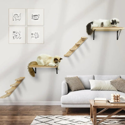 1Pc Cat Wall Mounted Bridge & Scratching Post & Cat Hammock Cat Nest Cat Sisal Stairway Ladder for Kittens Pet Indoor Furniture