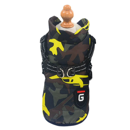 Winter Pet Dog Harness Vest Jacket Clothing Waterproof Coat Dog Clothes For Small Medium Dog Camouflage Windproof Puppy Pug Coat