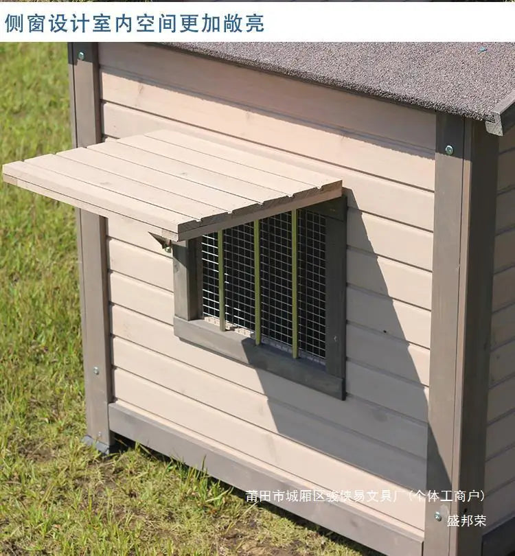 Outdoor dog house  large dog medium courtyard solid wood outdoor  sun protection rain protection villa Tongshen