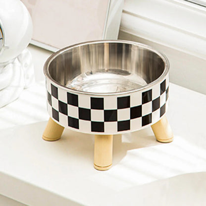 A Cat Bowl For Cats And Dogs, Simple Polka-dot Stainless Steel Pet Tall Bowl, Drinking Water, Anti-overturn Water Bowl, Food Bas