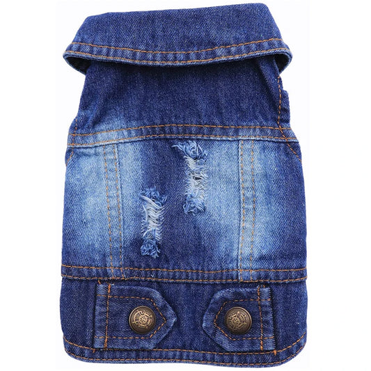 Wholesale Dog Jeans Jacket Denim Vest Coat Sleeveless Design Spring Autumn Clothes for Small Medium Dogs Bulldog York Costume