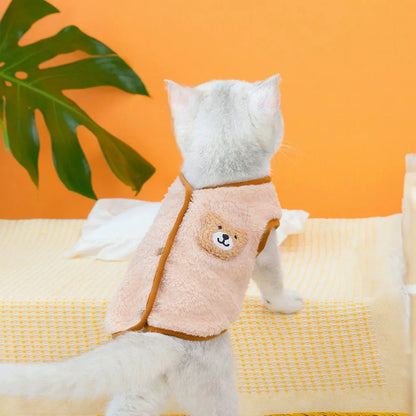 Leisure Pet Cat Clothes Winter Warm Sweatshirt Soft Cozy Cat Costume Kitten Cardigan Puppy Vest Small Dog Jacket Ropa Para Gatos