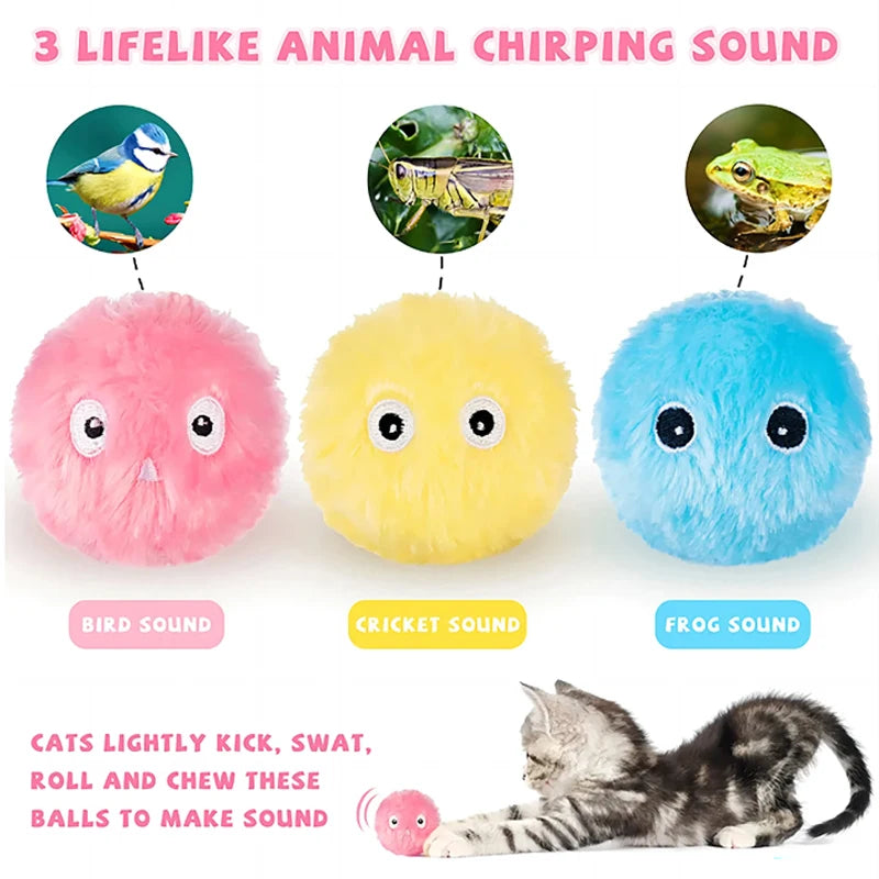 Interactive Ball Smart Cat Toys Plush Electric Catnip Training Toy Kitten Touch Sounding Pet Product Squeak Toy Ball