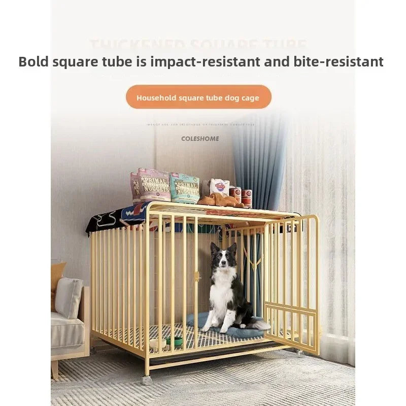 Dog cage Medium and large dog household Dog cage with toilet Square pipe Bold reinforcement Villa indoor Golden Retriever Labrad