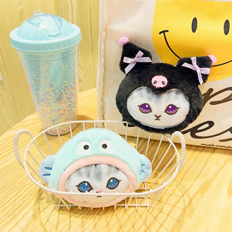Anime Sanrio Plush Toy Cute Hello Kitty Felinae Keychain Kawaii Cinnamoroll Cat Plush Wallet Melody Cos School Bag Pendant Gifts