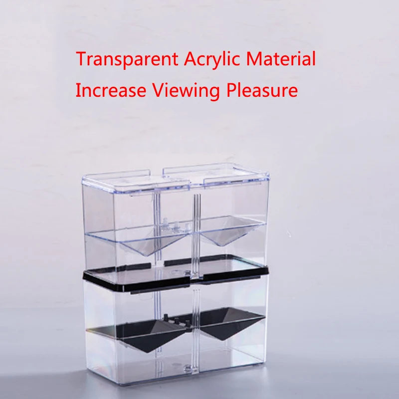 Transparent Acrylic Two Splits Guppy Fish Tank Aquarium Betta Fish Bowl Transparent Aquarium Hatchery Breeding Isolation Box