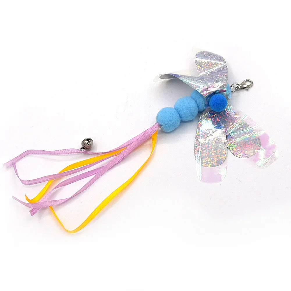 Funny Cat Stick Toy Furry Feather with Bell Cat Stick Toy Kitten Playing Pet Accessories Worm on A String Cat Toys Interactive