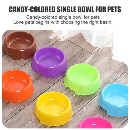 Candy Color Plastic Pet Round Bowl Cat And Dog Food Bowl Pet Small Cat And Dog Tableware Wholesale Easy To Clean Colorful