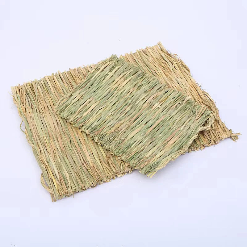 Handmade Straw Woven Pet Chew Mat Pad Pet House Cage Accessories For Hamster Rabbit Chinchilla Guinea Pig Small Pet Products