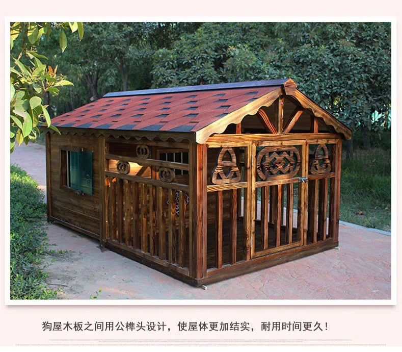 Manufacturer spot outdoor dog house wooden dog villa bite-resistant kennel rain-proof kennel can be customized dog house pet ca