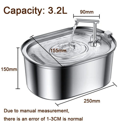 Stainless Steel Cat Water Fountain Automatic Pet Drinker Drinking Fountain For Cats Dogs Drinking Bowl with Replaceable Filter