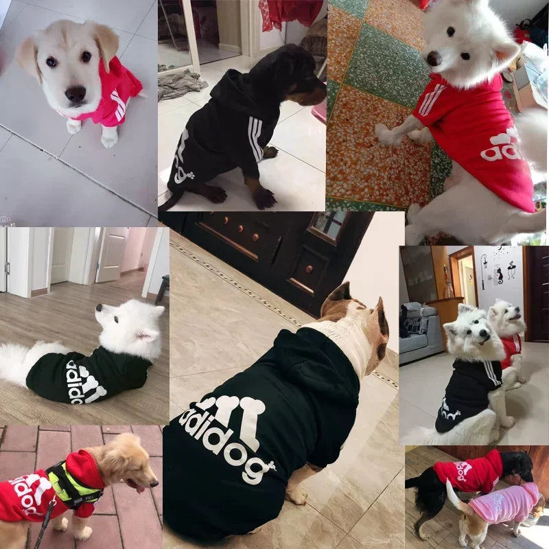 Autumn Winter Dog Clothes Adidog Dog Hoodies for Medium Large & Extra Large Dogs, Pet Fleece Lined Sweatshirt Coat Sport Apparel