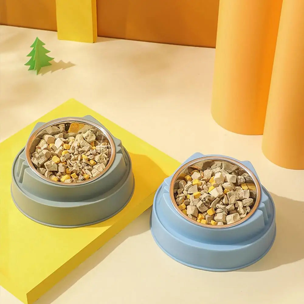 Cat Bowl Non-Slip Pet Stainless Steel Food Bowls Ergonomic Design Cat Dog Food Bowl with 15 Degree Oblique Mouth Puppy Feeding