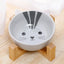 Ceramic Dog Bowl Raised Round Dog Cat Bowl No Spill Pet Dish for Food Water Feeding Cute Cartoon Printed Pet Dog Elevated Dish