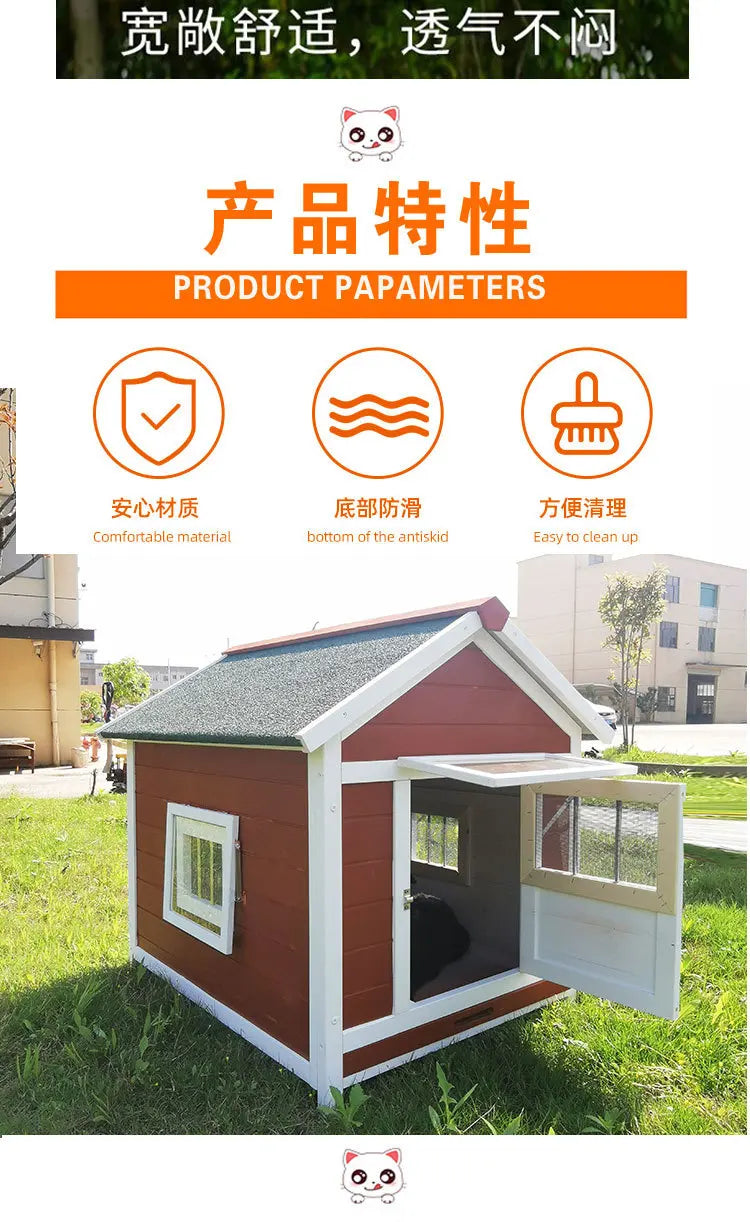 Outdoor dog cage luxury villa solid wood dog house family dog house outdoor wooden kennel cat house pet wholesale