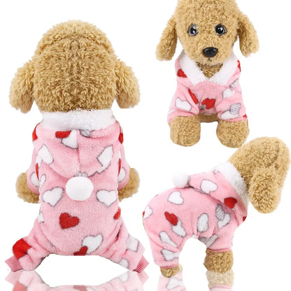 Pet Dog Soft Warm Jumpsuits Clothing for Dogs Pajamas Fleece Small Puppy Coat Pet Outfits Hoodie Clothing Cats Clothes Christmas