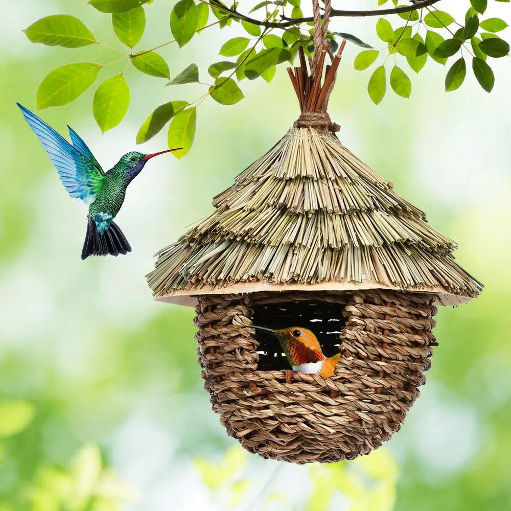 Creative Handmade Grass Hummingbird Houses, Yard Decoration, Nesting for Home, Patio, Porch, Tree, Courtyard, Yard