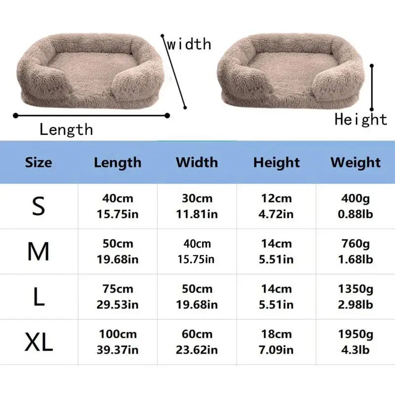 Cozy Plush Dog Sofa Bed Square Beds Washable Warm Pet Cushion Orthopedic Lounger Fluffy With Zipper Cover