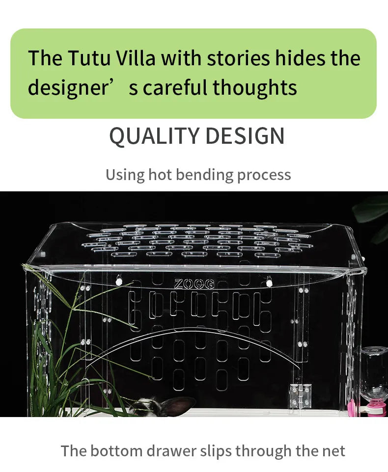 Indoor house acrylic  rabbit Chinchilla cage luxury cage for small animals pet house