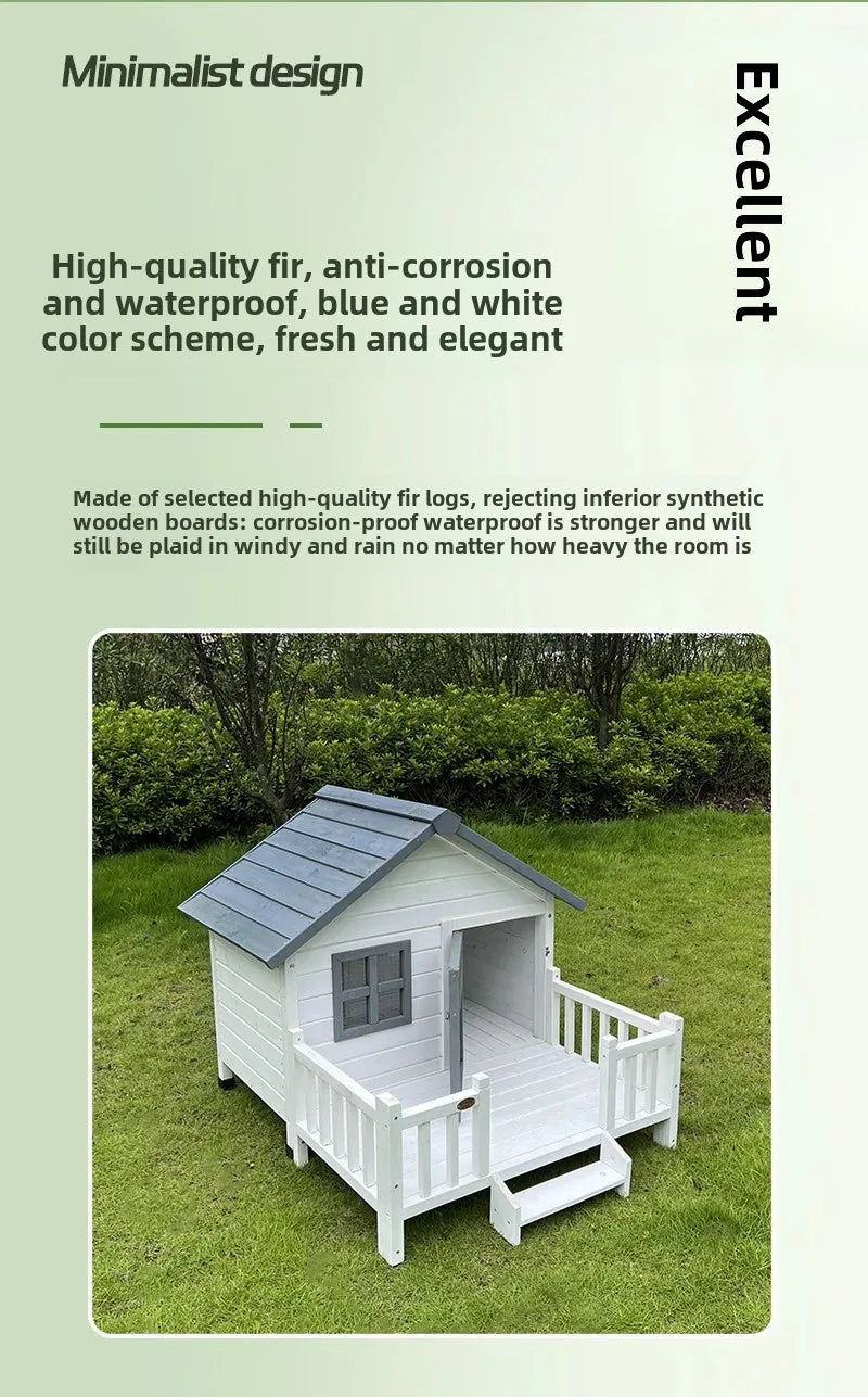 Cat Villa Wooden Kennel Outdoor Rainproof Dog House Cold Proof Dog Shed Courtyard Dog Outdoor House Cage