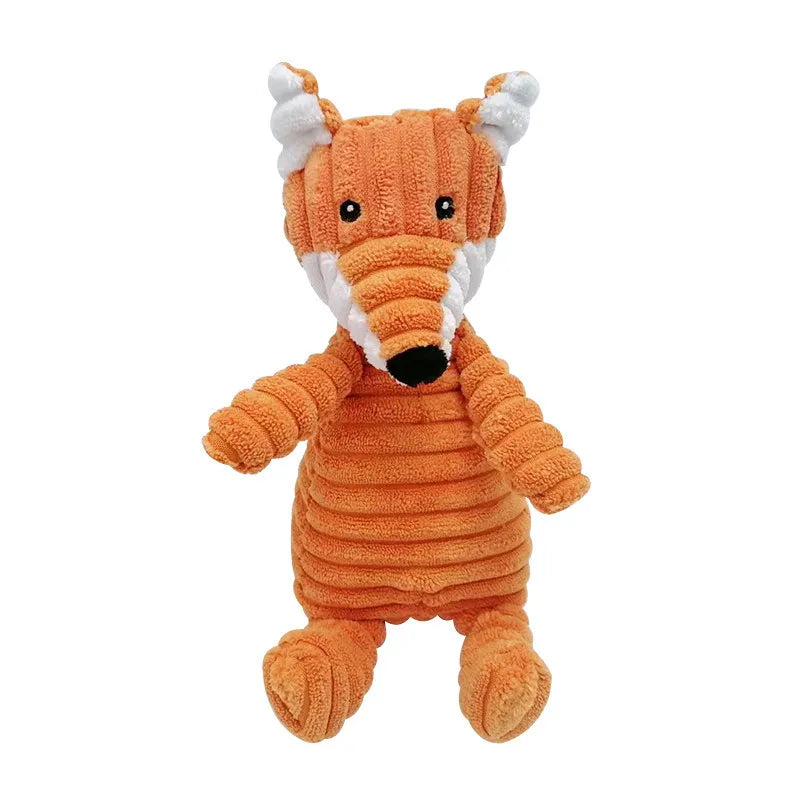 Plush Dog Toy Animals Shape Bite Resistant Squeaky Toys Corduroy Dog Toys for Small Large Dogs Puppy Pets Training Accessories