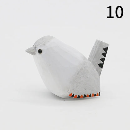 Wooden Bird Figurine Ornaments Handmade Carving Animals Miniature Crafts Art Decor Home Desktop Decoration Children Gifts