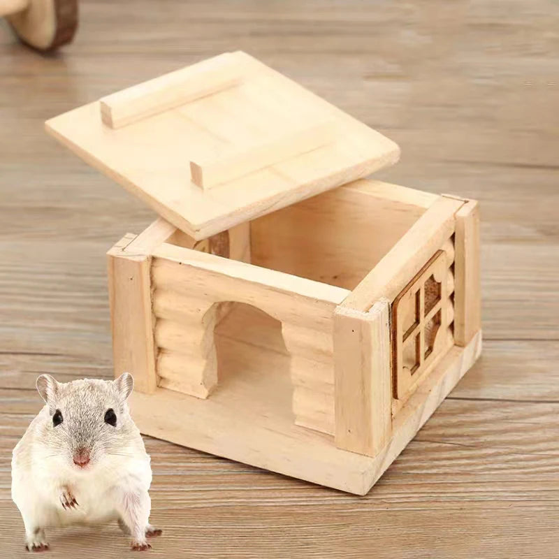 Hamster Natural Wooden House Hamster Climbing Toy Small Pet Toys for Hamster Squirrel Guinea Pig Rat Small Animals Accessories