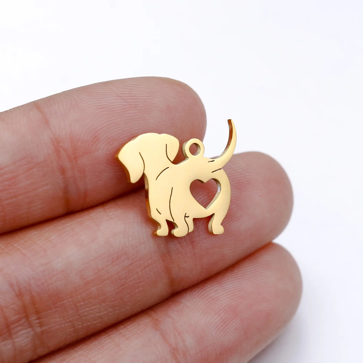 5Pcs New Cute Stainless Steel Dog Charms Lovely Animal Charms for Earrings Bracelet Necklace Pendant Handmade Jewelry Making DIY