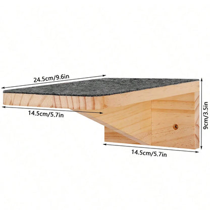 Cat Tree Wall Mounted Climbing Shelves Wooden Hammock with Ladder and Cats Perch Sleeping Pet Indoor Playground Pet Furniture
