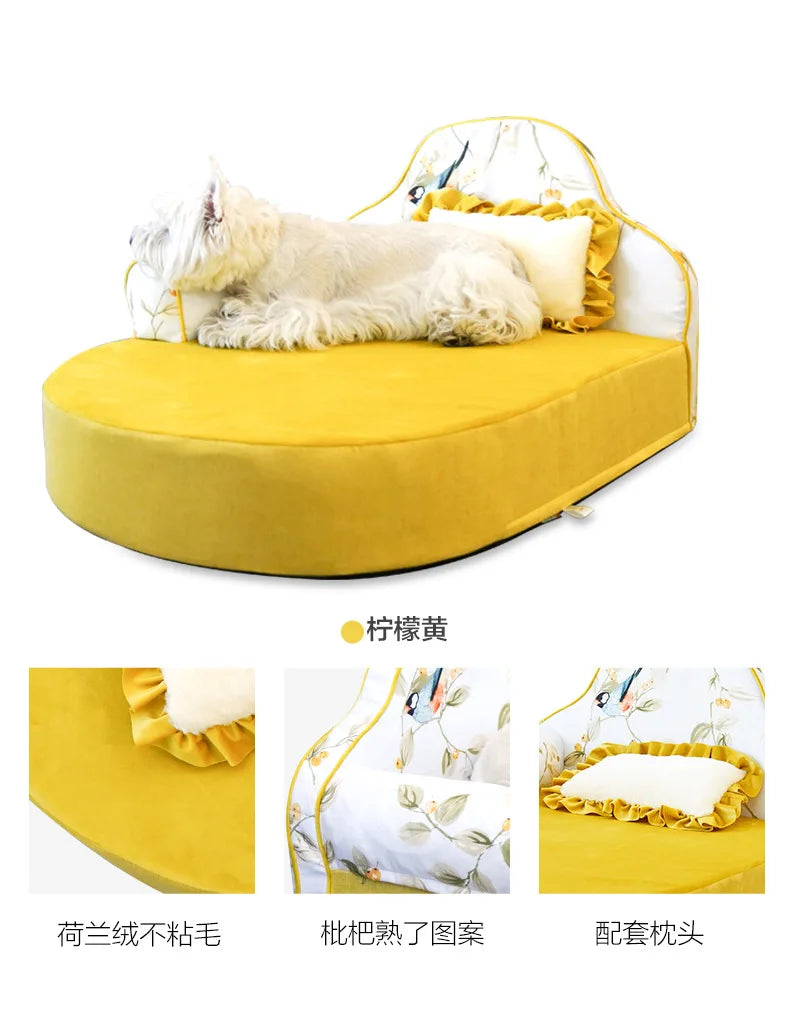 Bola kennel medium and large dog sofa bed removable and washable winter warm dog bed golden feather nest cushion pet supplies