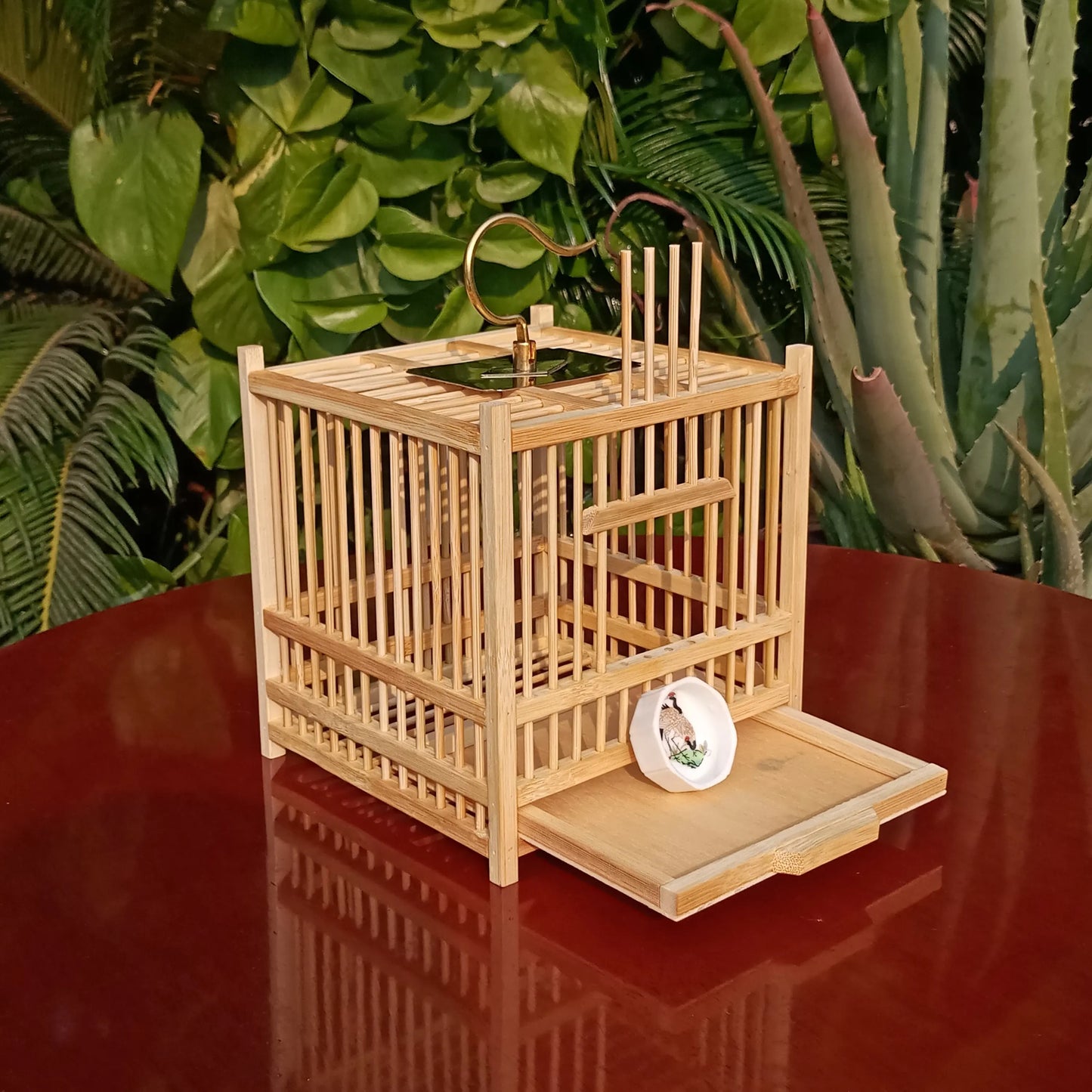 Grasshopper Cage, Bamboo Single Grid, Pure Handmade Bamboo Woven Cage, Classic Insect Crawling Tool with Drawer