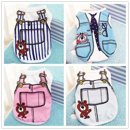 Wholesale Small Pet Dog Clothes Vest Down Jacket Cartoon Cute Chihuahua Tshirt Puppy Yorkshire Terrier Puppy Bulldog Ropa Perro