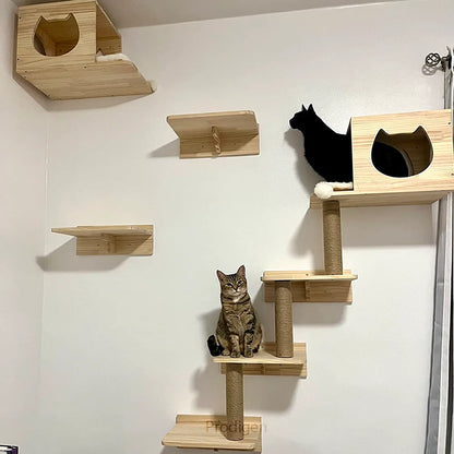 Wall-mounted Cat Climbing Frame Cat Tree Tower Climbing Ladder Hammock Cat Pedal Indoor Cat House Improve Cat Sense Of Security