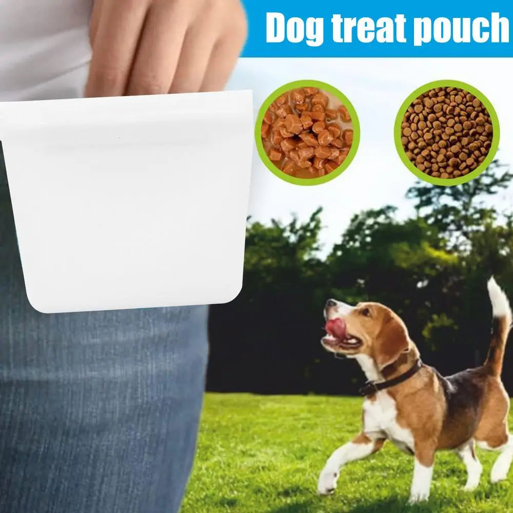 Silicone Dog Treat Bag Outdoor Feeder Portable Dog Training Bag Waterproof Dog Treat Holder Pouch Food Reward Storage Bag